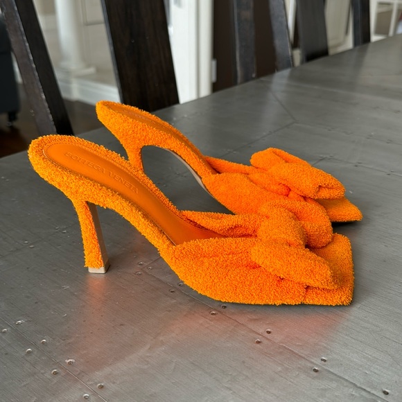 Bottega Veneta Shoes - Bottega veneta tangerine orange terry cloth bow sandals pumps sz 39